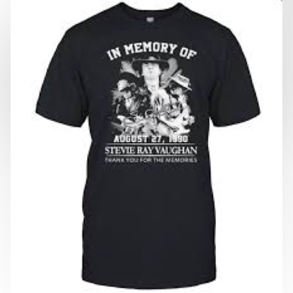 Black Stevie Ray Vaughan Tribute T-Shirt - Picture 2 of 8